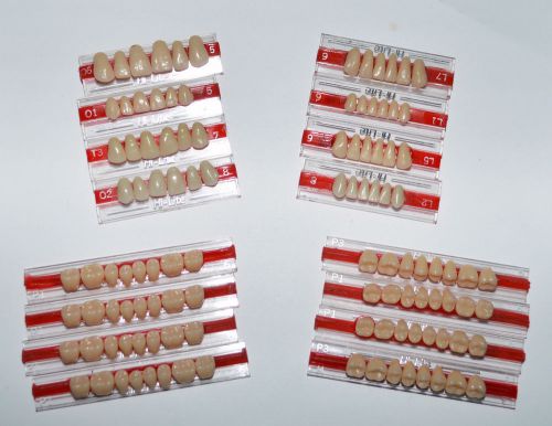 4 FULL MOUTH SETS 16 CARDS OF ACRYLIC  DENTURE TEETH HI LITE