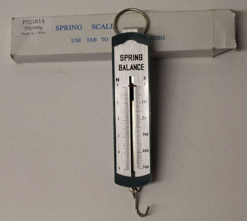Hanging Mechanical SPRING SCALE w/ HOOK - Newtons / Grams - 5N/500g - NEW