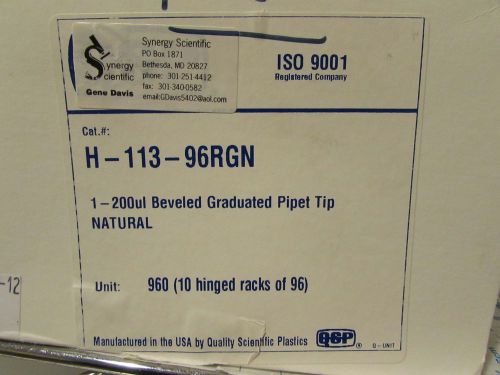 Synergy Scientific 1-200ul Graduated pipet tips H-113-96RGN
