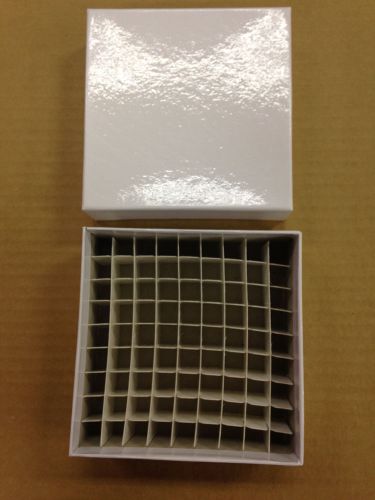10 NEW  2&#034; PLASTIC-COAT CRYOBOX With 81-WELL DIVIDER by BIOLOGIX RESEARCH