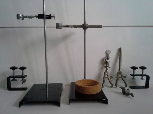 2 lab ring stands plus clamps and cork ring for sale