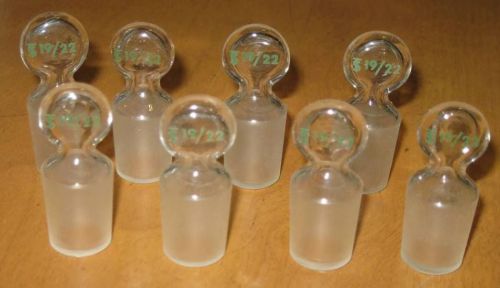 Glassware lab glass:19/22 hollow glass pennyhead stopper lot x8 for sale
