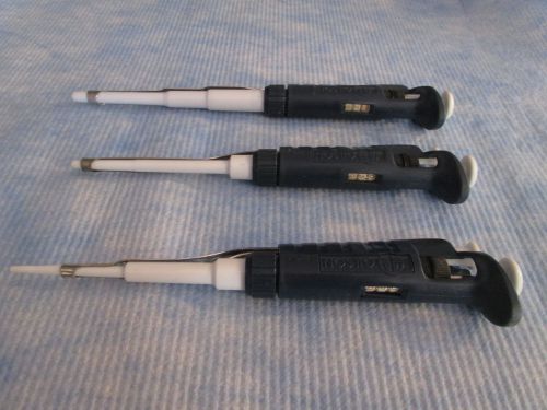 Gilson pipetman set micropipette pipet p20, p200, + p1000 calibrated lot 7 for sale