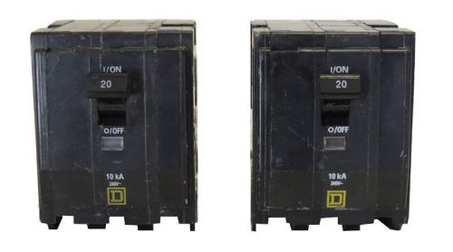 Lot 2 square-d qob320 miniature circuit breaker 20a 3p 240v bolt-on / warranty for sale