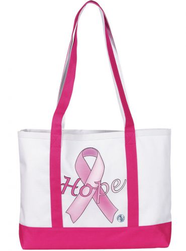 Large canvas tote bag in &#034;hope&#034; pink ribbon design for sale
