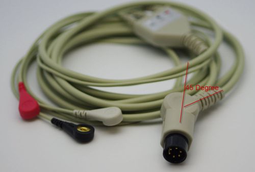Ecg/ekg 1 piece cable 3 leads snap (45 degree plug) aami welch allyn   us seller for sale