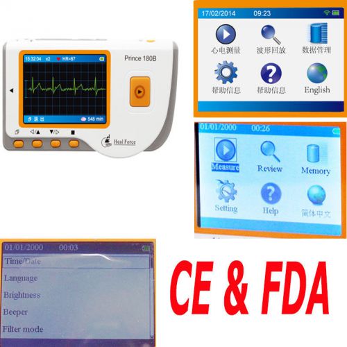 Hot!Prince 180B Handheld Electrocardiogram portable ECG EKG Monitor LCD+USB