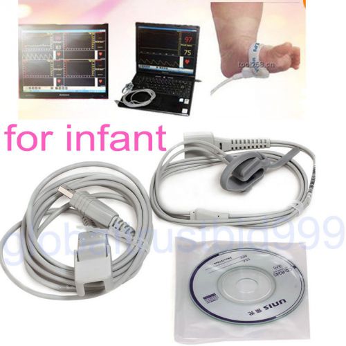 Infant neonatal baby usb around baby foot pulse oximeter spo2 pr monitor to pc for sale