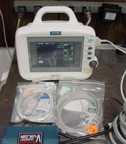 GE Dash 2000 Patient Monitor  ECG SpO2 NIBP Printer recorder