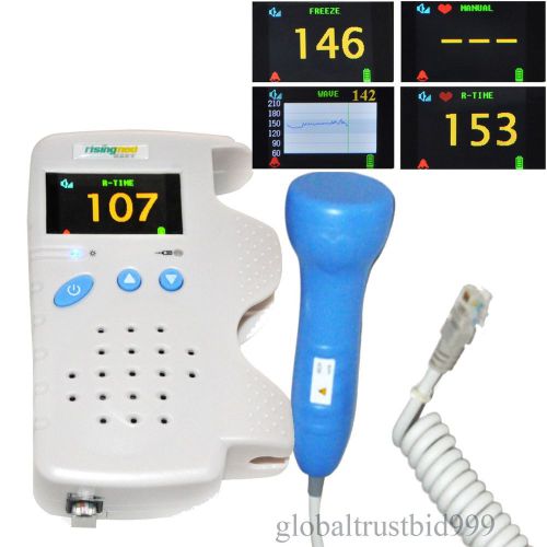 Pocket Fetal Doppler Baby Heart Rate Monitor FHR Heart Beat Waveform 3Mhz probe