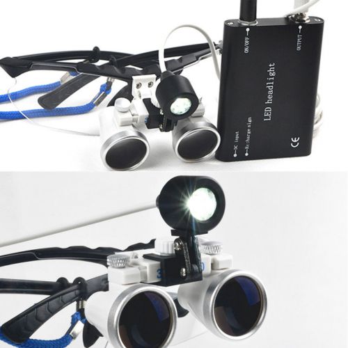 Dental binocular loupes 2.5x 420mm + led head light lamp professional case hotaa for sale