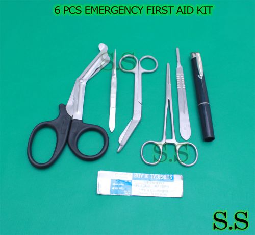 6 pcs emergency first aid response kit with 5 scalpel handle blade #23 for sale