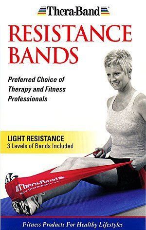 Thera-band latex exercise band pack - light - 1 thin/1 medium/1heavy - 5.5&#034; x 5 for sale