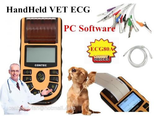 ECG80A HandHeld 1-CHANNEL VETERINARY ECG/EKG machine monitor Electrocardiograph