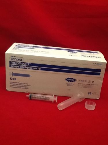 LOT OF 20 KENDALL MONOJECT 12 ML SYRINGES WITH REGULAR LUER TIPS. REF 512852