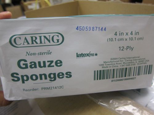 Caring Gauze Pad, Sponge, 4&#039;&#039;X4&#039;&#039;, 12-ply, Non-Sterile, 200pc