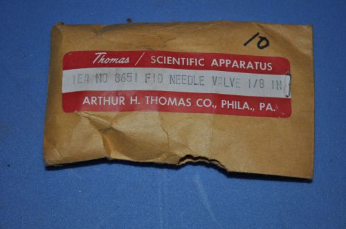 BRASS Needle Valve 1/8&#034; by Author H. Thomas Co. NO 8651 F10 Scientific Apparatus