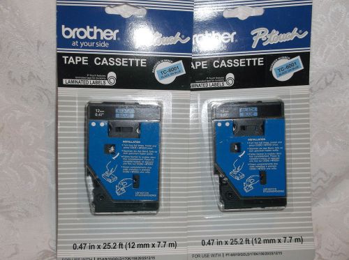 New 2 Packs of Brother TC-6001 Black on Blue (.047&#034;) P-Touch Tape Cassettes
