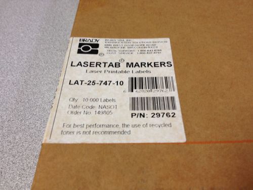 Brady LAT-25-747-10, 29762 Lasertab Laser Printable Labels 0.5X0.437 10K *NEW!*