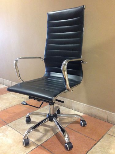 New Black Modern Ergonomic Ribbed High Back Executive Computer Desk Office Chair