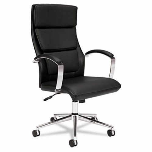 Basyx VL105 Executive High-Back Chair, Black Leather (BSXVL105SB11)