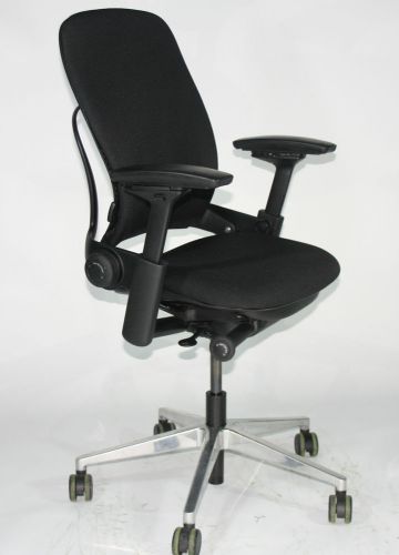 Steelcase Leap V2 chair Recovered in Black Camira  ( Aluminium Base) ( 50 Plus)