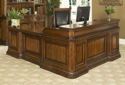 Mahogany executive office l shaped computer desk for sale
