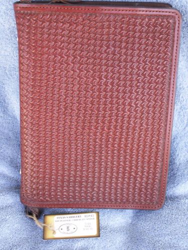 Texas saddlery western tooled leather day planner binder  chocolate spider nwt for sale