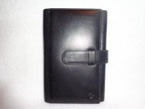 FRANKLIN COVEY BLACK FULL GRAIN LEATHER DEVICE TRIFOLD WALLET ORGANIZER PLANNER