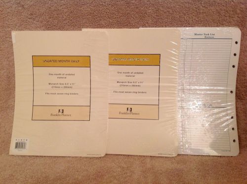 3 Franklin Covey MONARCH Planner Refills - Undated Month / Daily - 8.5&#034;x11&#034; NEW