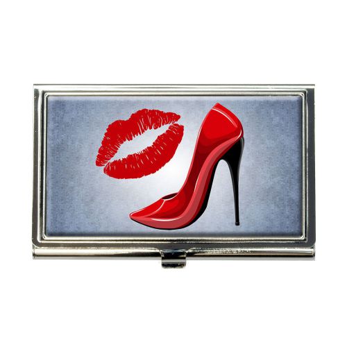 Red stiletto and lips business credit card holder case for sale