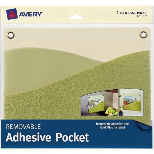 Avery 10 x 12-1/4&#034; Removable Adhesive Wall Pocket - 2 Pocket - Green