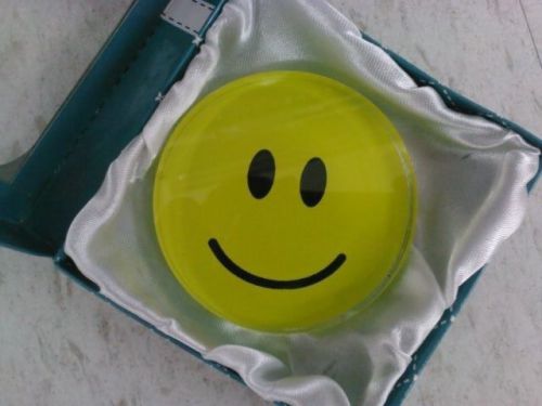 New glass Paper weight Happy Face office desk job