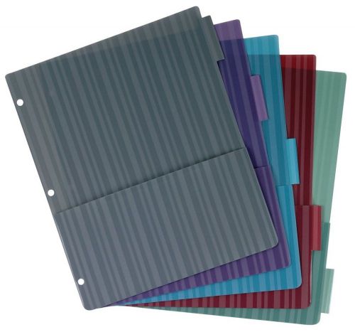 Oxford Poly Binder Pockets, 5 Pockets, Letter Size, Assorted Colors , Pack of 5