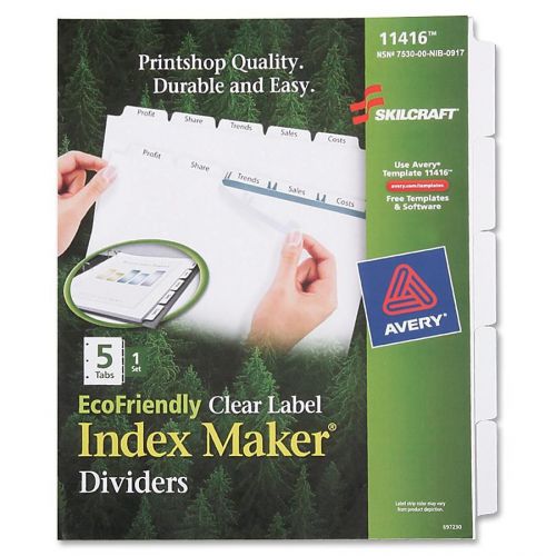 Skilcraft 5-tab Index Maker Divider - Print-on - 8.50&#034; X 11&#034; - 1 (nsn6006977)