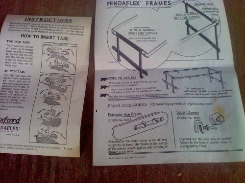 Vintage Oxford Pendaflex Literature lot of 2 Instructions Directions