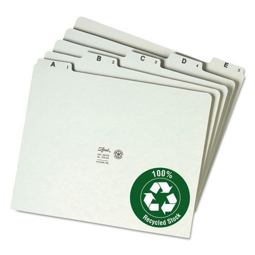 Recycled Top Tab File Guides, Alpha, 1/5 Tab, Pressboard, Letter, 25/Set
