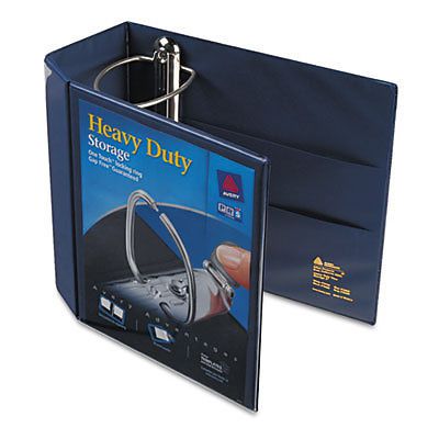 Heavy-Duty View Binder with One Touch EZD Rings, 5&#034; Capacity, Navy Blue