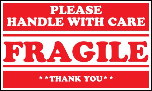 500 3x2 Handle With Care Fragile Label/Sticker