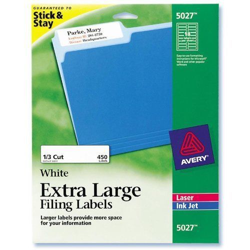 Avery Extra Large Filing Label - 0.93&#034; Width X 3.43&#034; Length - 450 / (ave5027)