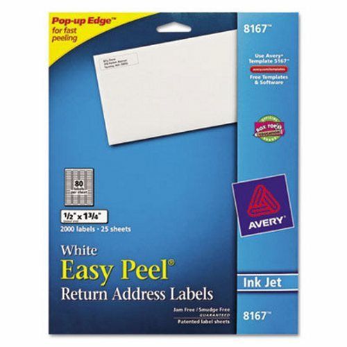 Avery Easy Peel Inkjet Return Address Labels, 1/2 x 1-3/4, 2000/Pack (AVE8167)