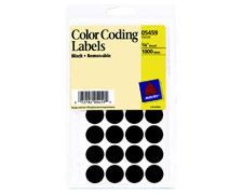 Avery Labels Color Coding Round 3/4&#039;&#039; Diameter Black T5459 1008 Count