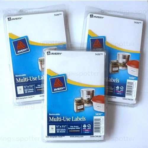Avery 5430 removable white multi-use labels 3/4&#034;x1-1/2&#034; laser/inkjet 1512 labels for sale