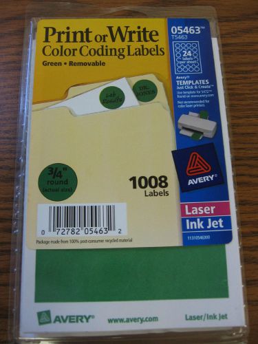 Avery Dennison 05463 Round Green Color Coding Label - 0.75&#034; Diameter-removable