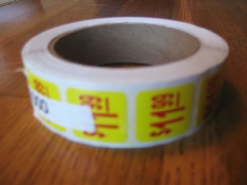 1 Roll of 1000 Square 1&#034; Yellow/Red $11.99 Pricing Price Point Labels Stickers
