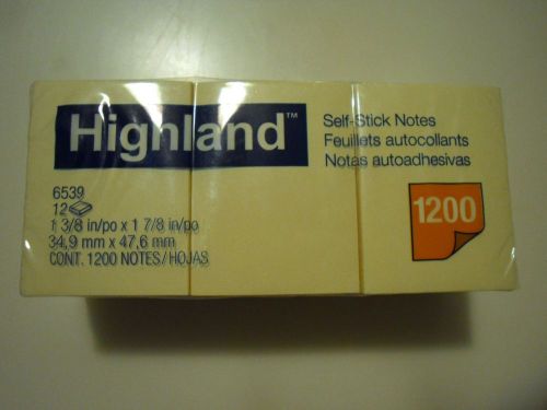 New ! Office Highland 6539 Self-Stick Notes 1-3/8-Inch By -7/- Yellow 100 Sheets