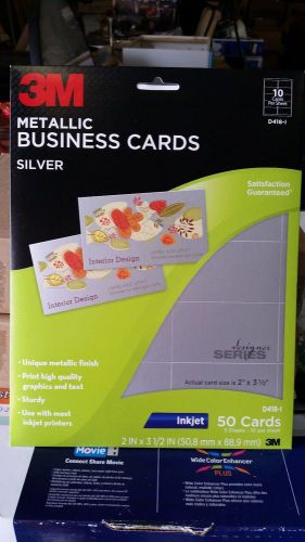3M Business Cards, Metallic, Silver, 2 x 3 1/2 Inches (D418-I) FREE SHIPPING