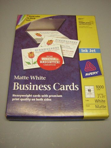 Avery 8471 Business Cards, Inkjet, Heavy Weight, 2&#034;x3-1/2&#034;, 1000/BX, Matte White