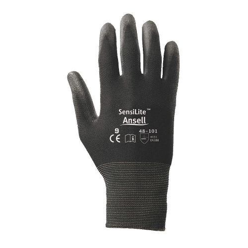 Coated Gloves, 2XL, Black, Polyurethane, PR 48-101-11