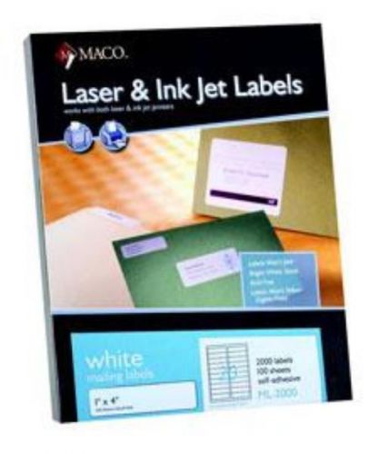 Chartpak Label Laser/Ink Jet White 1&#039;&#039; x 4&#039;&#039; 20/Sheet 2000 Count